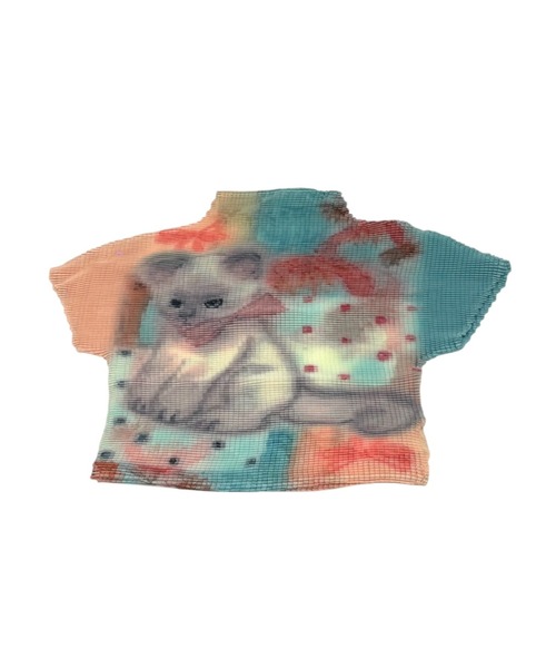 Never mind the XU(ネバーマインドザエックスユー)の「【Never mind the XU】popcorn shirring baby tee cat / 【ネバーマインド ザ エックスユー】キャットプリントシャーリングクロップド半袖トップス(Tシャツ/カットソー・レディース・ピンク・S)」の10枚目の写真