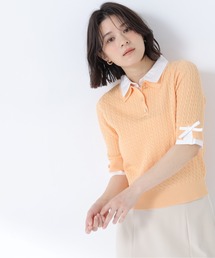 NATURAL BEAUTY BASIC | シャツドッキングケーブル半袖ニット(ニット/セーター)
