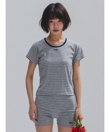 ANNEHEARTS（アンハーツ）の「Nostalgic Stripe Round Top_GREY（Tシャツ/カットソー）」
