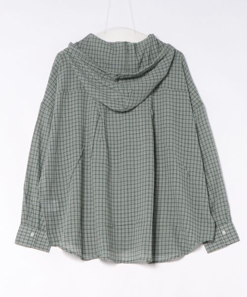 Right-on(ライトオン)の「HONEYSUCKLE ROSE(ハニーサックルローズ)シアーチェックフードシャツ(シャツ/ブラウス・レディース・ホワイト×グリーン/ホワイト×カーキブラウン/チャコールグレー×ブラック/ブラック×ホワイト・M/L/S)」の5枚目の写真