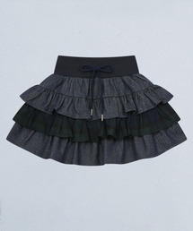 LAYERED RUFFLE SKIRT(DENIM)