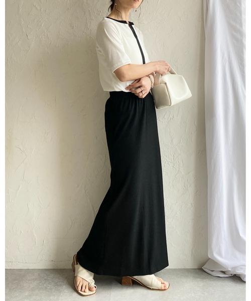 She's Closet(シーズクローゼット)の「半袖 配色バイカラー ヘンリーネック リブトップス カットソー Tシャツ(Tシャツ/カットソー・レディース・ブラック系その他/チャコールグレー/ホワイト系その他/ホワイト・FREE)」の18枚目の写真