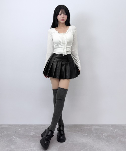 FOLLOWIN(フォロウィン)の「ファーベルト付きプリーツレザーライクスカート(スカート・レディース・ブラウン/ブラック・MEDIUM/SMALL/LARGE)」の16枚目の写真