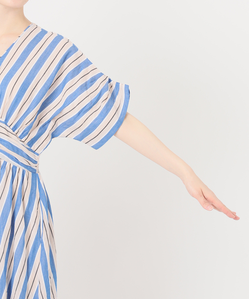 WEB限定 / 追加》ne Quittez pas Cotton Voile Stripe Waist Gather