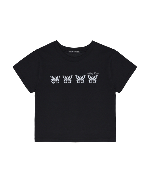 NICK&NICOLE(ニックアンドニコール)の「MINI BUTTERFLY GRAPHIC TOP_BLACK(Tシャツ/カットソー・レディース・その他・FREE)」の1枚目の写真