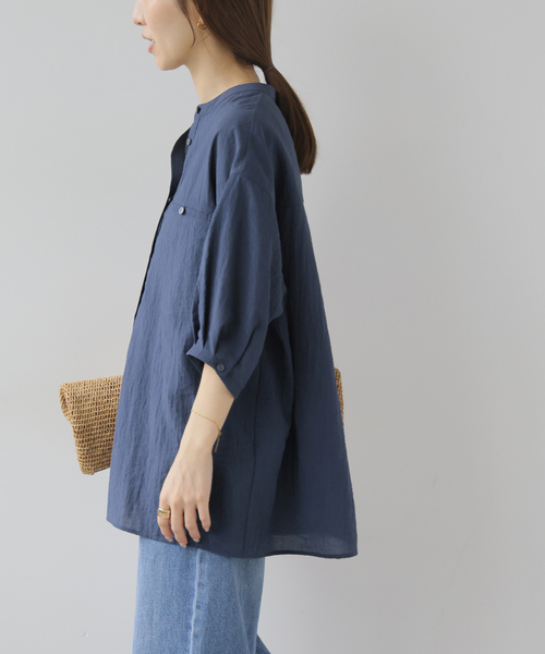JOURNAL STANDARD relume(ジャーナルスタンダード レリューム)の「タックハーフスリーブシャツ(シャツ/ブラウス・レディース・ネイビー/ホワイト/ブルー系その他・FREE)」の14枚目の写真