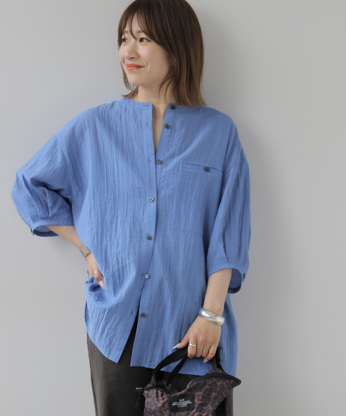 JOURNAL STANDARD relume(ジャーナルスタンダード レリューム)の「タックハーフスリーブシャツ(シャツ/ブラウス・レディース・ネイビー/ホワイト/ブルー系その他・FREE)」の19枚目の写真