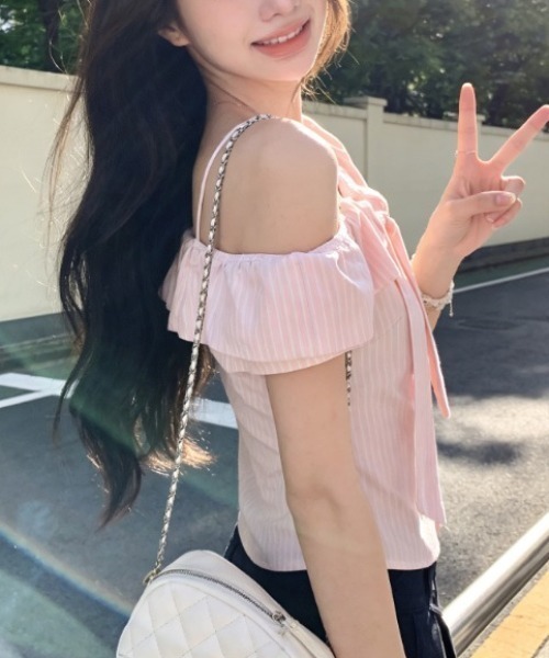 LUCPY(ラクピー)の「リボンカラーフリルトップス(その他トップス・レディース・ピンク・X-LARGE/LARGE/MEDIUM/SMALL)」の5枚目の写真