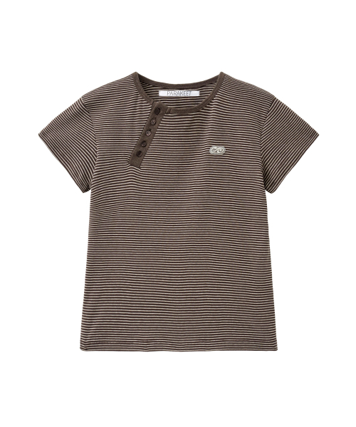 PARAKEET(パラキート)の「アシンメトリックストライプヘンリー(ダークブラウン)(Tシャツ/カットソー・レディース・ダークブラウン・OS)」の5枚目の写真