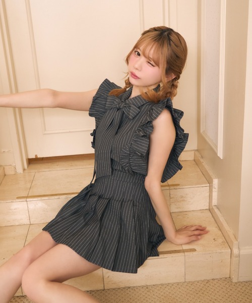 TITTY&CO.（ティティーアンドコー）の「ストライププリーツスカパン（その他パンツ・レディース・グレー/ブラック・FREE）」の11枚目の写真