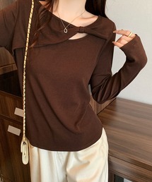 2ly2（トゥーリートゥー）の「リボンデザインカットソー / アシンメトリーネックトップス（Tシャツ/カットソー）」