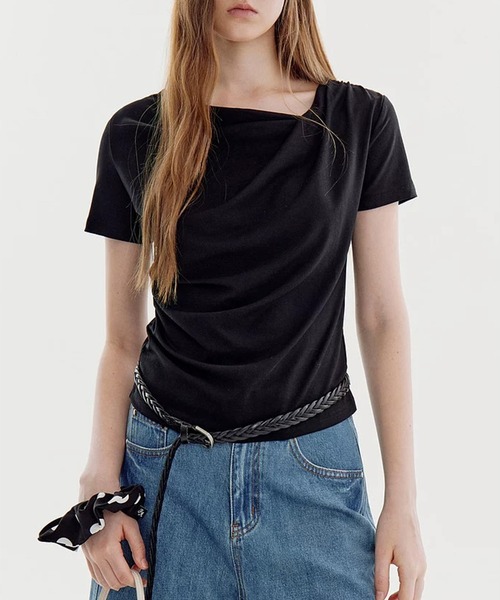 Fano Studios(ファノ ストゥディオズ)の「ドレープギャザー トップス FX26S464【Fano Studios】【2026SS】(Tシャツ/カットソー・レディース・ブラック・S/M)」の1枚目の写真
