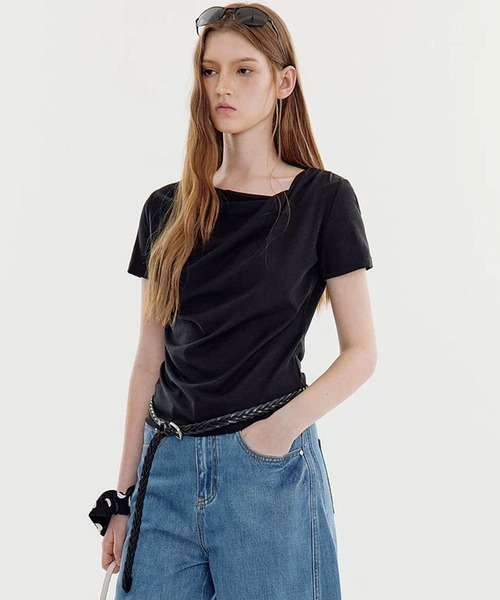 Fano Studios(ファノ ストゥディオズ)の「ドレープギャザー トップス FX26S464【Fano Studios】【2026SS】(Tシャツ/カットソー・レディース・ブラック・S/M)」の5枚目の写真