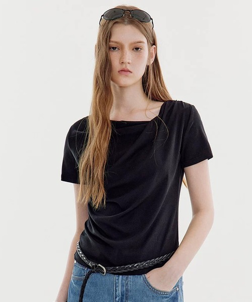 Fano Studios(ファノ ストゥディオズ)の「ドレープギャザー トップス FX26S464【Fano Studios】【2026SS】(Tシャツ/カットソー・レディース・ブラック・S/M)」の6枚目の写真