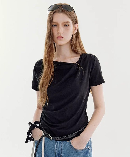 Fano Studios(ファノ ストゥディオズ)の「ドレープギャザー トップス FX26S464【Fano Studios】【2026SS】(Tシャツ/カットソー・レディース・ブラック・S/M)」の7枚目の写真