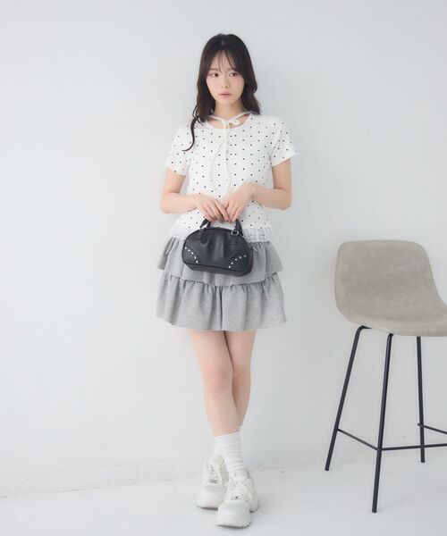 ems excite(エムズエキサイト)の「サイドレースアップ裏毛SK(スカート・レディース・ライトグレー/ライトブルー/ホワイト・FREE)」の5枚目の写真