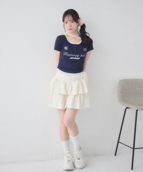 ems excite(エムズエキサイト)の「サイドレースアップ裏毛SK(スカート・レディース・ライトグレー/ライトブルー/ホワイト・FREE)」の16枚目の写真