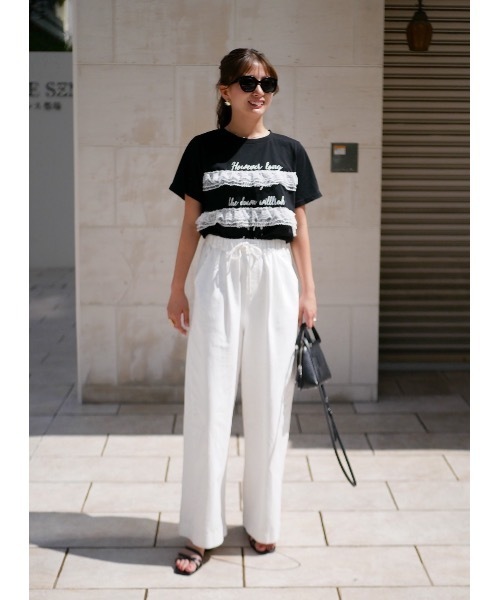 BeBeoD(べベッド)の「レースフリルロゴTシャツ(Tシャツ/カットソー・レディース・ブラック/ホワイト・フリー)」の10枚目の写真