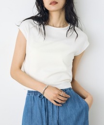 クロップド丈Tシャツ　春服　秋服　夏服　フレンチスリーブ　ショート丈　ちびT