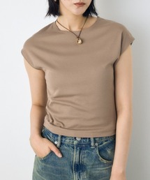 クロップド丈Tシャツ　春服　秋服　夏服　フレンチスリーブ　ショート丈　ちびT