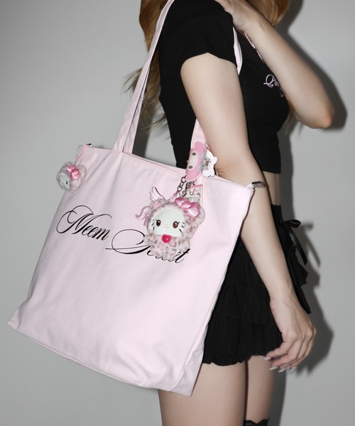 me+em select(ミームセレクト)の「【 2color 】レタリングロゴトートバッグ / lettering logo tote bag(トートバッグ・レディース・ピンク/ブラック・FREE)」の15枚目の写真