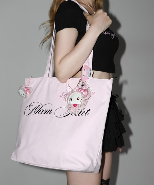 me+em select(ミームセレクト)の「【 2color 】レタリングロゴトートバッグ / lettering logo tote bag(トートバッグ・レディース・ピンク/ブラック・FREE)」の18枚目の写真