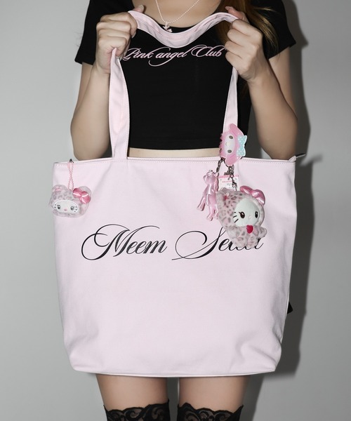 me+em select(ミームセレクト)の「【 2color 】レタリングロゴトートバッグ / lettering logo tote bag(トートバッグ・レディース・ピンク/ブラック・FREE)」の19枚目の写真