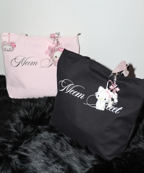 me+em select(ミームセレクト)の「【 2color 】レタリングロゴトートバッグ / lettering logo tote bag(トートバッグ・レディース・ピンク/ブラック・FREE)」の22枚目の写真