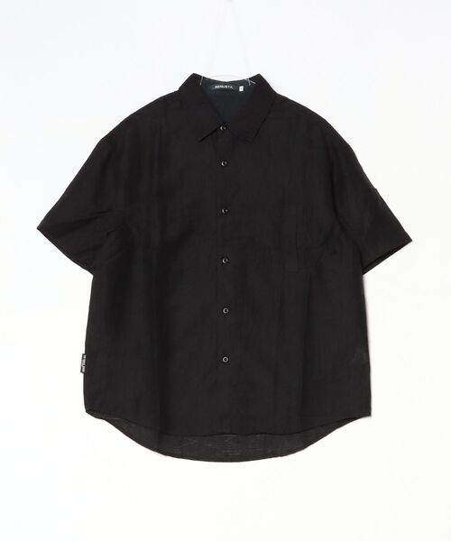BENUSTA（ベヌスタ）の「A'GEM/9 × .kom 『BENUSTA/ベヌスタ　』JACQUARD PATTERN SHORT SLEEVE SHIRT /総柄ジャガード半袖シャツ（シャツ/ブラウス・メンズ・ブラック/ライトグレー・M）」の7枚目の写真