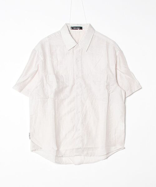 BENUSTA（ベヌスタ）の「A'GEM/9 × .kom 『BENUSTA/ベヌスタ　』JACQUARD PATTERN SHORT SLEEVE SHIRT /総柄ジャガード半袖シャツ（シャツ/ブラウス・メンズ・ブラック/ライトグレー・M）」の9枚目の写真