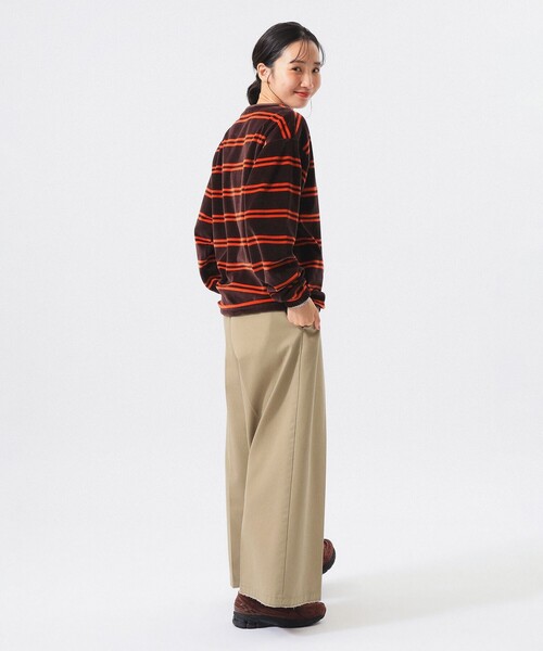 Healthknit(ヘルスニット)の「【別注】Healthknit / ボーダー ベロア ヘンリーネック(Tシャツ/カットソー・レディース・ブラック/ブラウン・ONE SIZE)」の8枚目の写真