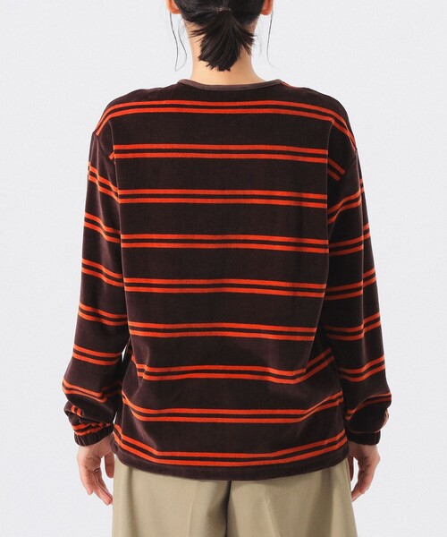 Healthknit（ヘルスニット）の「【別注】Healthknit / ボーダー ベロア ヘンリーネック（Tシャツ/カットソー・レディース・ブラック/ブラウン・ONE SIZE）」の17枚目の写真
