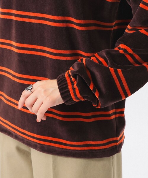 Healthknit（ヘルスニット）の「【別注】Healthknit / ボーダー ベロア ヘンリーネック（Tシャツ/カットソー・レディース・ブラック/ブラウン・ONE SIZE）」の19枚目の写真