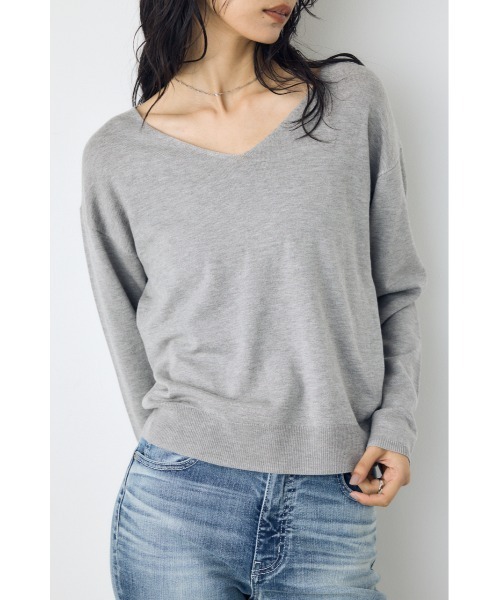 AZUL by moussy(アズールバイマウジー)の「【洗濯OK♪】大人気定番!格上げ前後2WAYネックニット 長袖 秋服 冬服 ニットトップス ウォッシャブルニット(ニット/セーター・レディース・ブラック/レッド/オフホワイト/杢グレー・MEDIUM/SMALL)」の3枚目の写真
