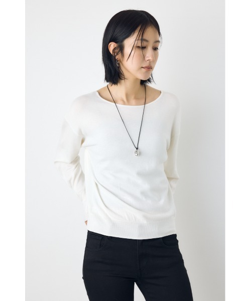 AZUL by moussy(アズールバイマウジー)の「【洗濯OK♪】大人気定番!格上げ前後2WAYネックニット 長袖 秋服 冬服 ニットトップス ウォッシャブルニット(ニット/セーター・レディース・ブラック/レッド/オフホワイト/杢グレー・MEDIUM/SMALL)」の10枚目の写真
