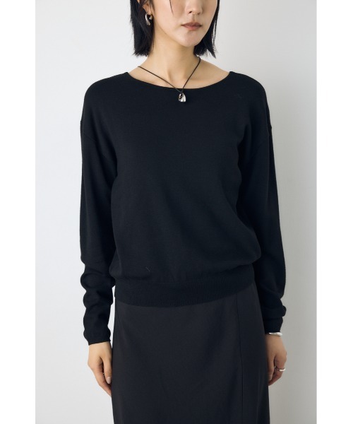 AZUL by moussy(アズールバイマウジー)の「【洗濯OK♪】大人気定番!格上げ前後2WAYネックニット 長袖 秋服 冬服 ニットトップス ウォッシャブルニット(ニット/セーター・レディース・ブラック/レッド/オフホワイト/杢グレー・MEDIUM/SMALL)」の19枚目の写真