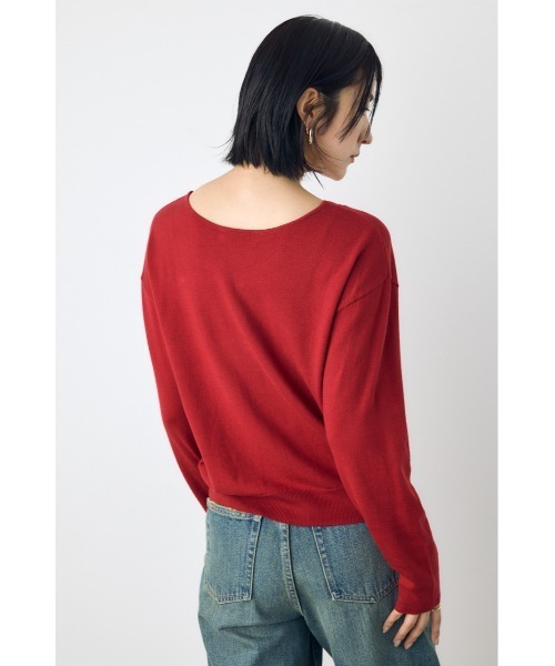 AZUL by moussy(アズールバイマウジー)の「【洗濯OK♪】大人気定番!格上げ前後2WAYネックニット 長袖 秋服 冬服 ニットトップス ウォッシャブルニット(ニット/セーター・レディース・ブラック/レッド/オフホワイト/杢グレー・MEDIUM/SMALL)」の5枚目の写真