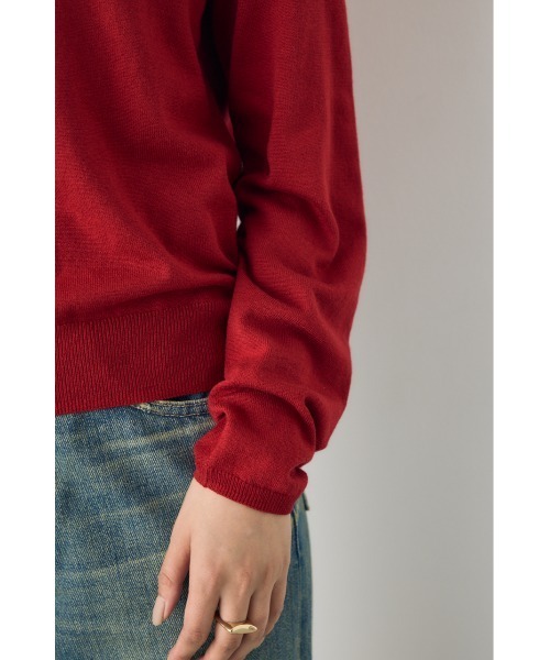 AZUL by moussy(アズールバイマウジー)の「【洗濯OK♪】大人気定番!格上げ前後2WAYネックニット 長袖 秋服 冬服 ニットトップス ウォッシャブルニット(ニット/セーター・レディース・ブラック/レッド/オフホワイト/杢グレー・MEDIUM/SMALL)」の9枚目の写真
