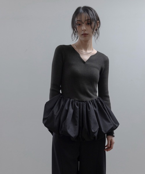 Eimee Law(エイミーロウ)の「キーネックバルーンリブニット(ニット/セーター・レディース・グレー/ブラウン/ブラック・FREE)」の20枚目の写真