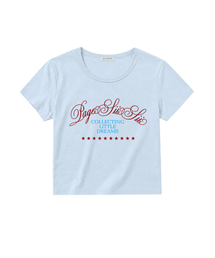 コレクティングリトルドリームスプリンティングUネック半袖Tシャツライトブルー