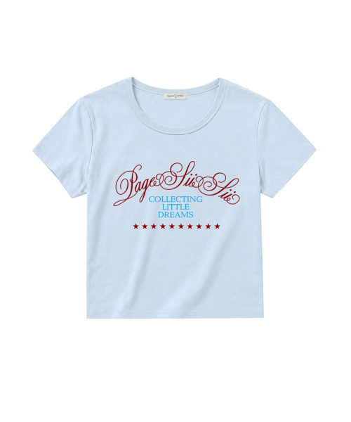 PAGESIISII(ページシシ)の「コレクティングリトルドリームスプリンティングUネック半袖Tシャツライトブルー(Tシャツ/カットソー・レディース・その他・MEDIUM)」の1枚目の写真