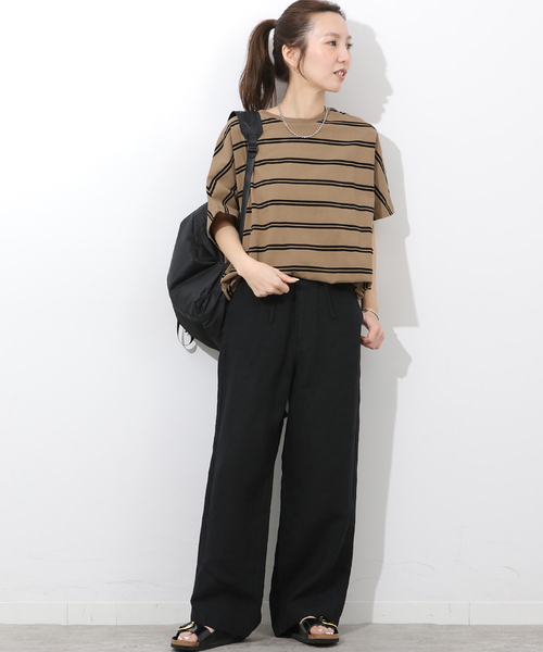 JOURNAL STANDARD relume（ジャーナルスタンダード　レリューム）の「《追加3》フレンチスリーブボーダーTシャツ（Tシャツ/カットソー・レディース・ネイビー/ナチュラル・FREE）」の3枚目の写真