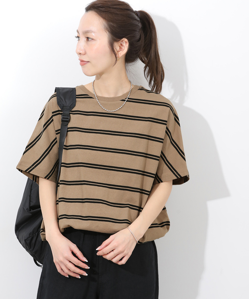 JOURNAL STANDARD relume（ジャーナルスタンダード　レリューム）の「《追加3》フレンチスリーブボーダーTシャツ（Tシャツ/カットソー・レディース・ネイビー/ナチュラル・FREE）」の6枚目の写真