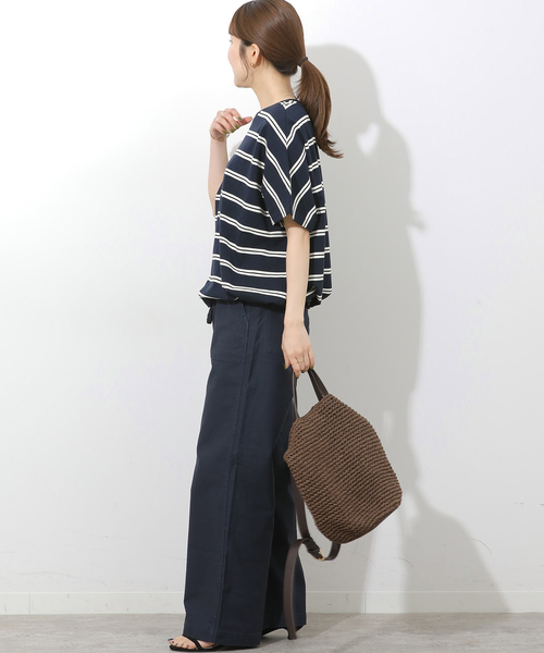 JOURNAL STANDARD relume（ジャーナルスタンダード　レリューム）の「《追加3》フレンチスリーブボーダーTシャツ（Tシャツ/カットソー・レディース・ネイビー/ナチュラル・FREE）」の10枚目の写真