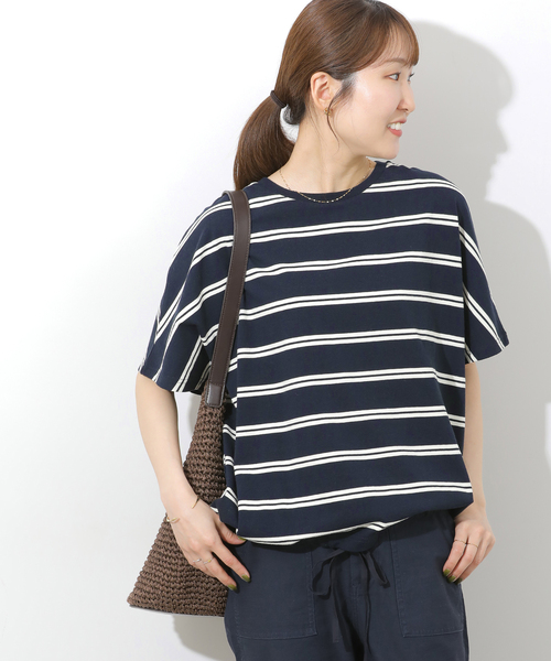 JOURNAL STANDARD relume（ジャーナルスタンダード　レリューム）の「《追加3》フレンチスリーブボーダーTシャツ（Tシャツ/カットソー・レディース・ネイビー/ナチュラル・FREE）」の12枚目の写真