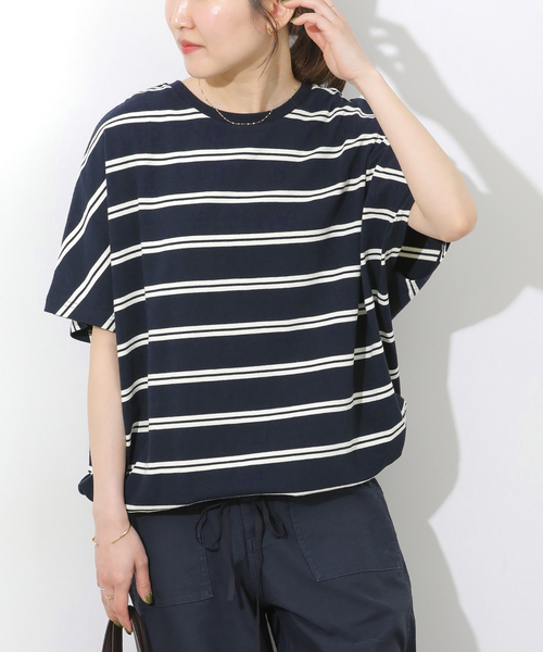 JOURNAL STANDARD relume（ジャーナルスタンダード　レリューム）の「《追加3》フレンチスリーブボーダーTシャツ（Tシャツ/カットソー・レディース・ネイビー/ナチュラル・FREE）」の13枚目の写真