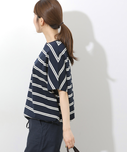 JOURNAL STANDARD relume（ジャーナルスタンダード　レリューム）の「《追加3》フレンチスリーブボーダーTシャツ（Tシャツ/カットソー・レディース・ネイビー/ナチュラル・FREE）」の15枚目の写真