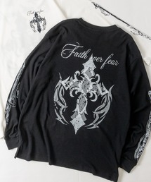 【31】クロス/スカルモチーフ ワッフルロングスリーブTシャツ