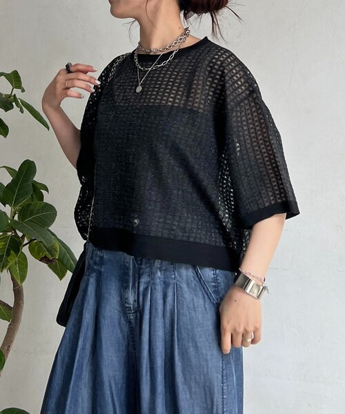 un dix cors（アンディコール）の「ジャガード編みラメプルオーバー（ニット/セーター・レディース・ブラック/ブラウン・FREE）」の3枚目の写真