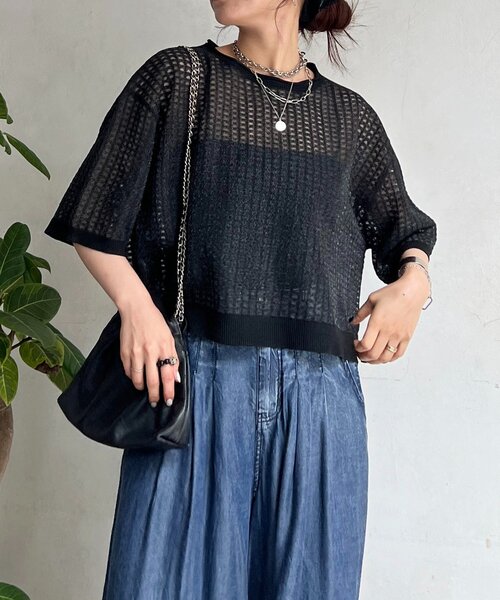 un dix cors（アンディコール）の「ジャガード編みラメプルオーバー（ニット/セーター・レディース・ブラック/ブラウン・FREE）」の5枚目の写真